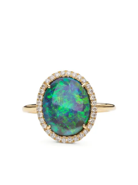 We by WHITEbIRD 18K recycled gold Diana opal and diamond ring Green WBRDIAOJOPA162