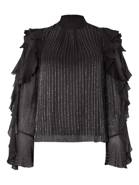 Temperley London ruffled cold-shoulder top Black 25SSNPT54726