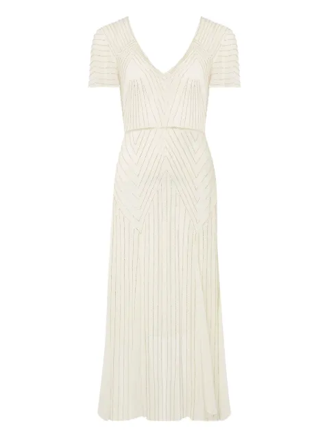 Temperley London beaded v-neck maxi dress White 25SSNPT54651