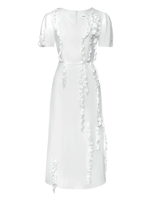 POST MERIDIEM ruffle-detail midi dress White SHORTSLEEVERUFFLEDETAILMIDIDRESS