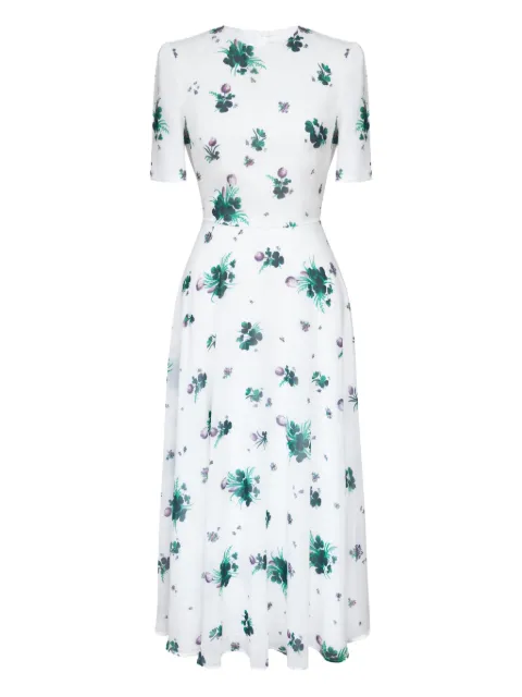 POST MERIDIEM floral-print midi dress White SHORTSLEEVEFLORALMIDIDRESS