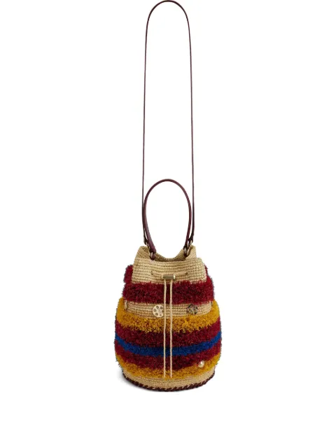Rabanne woven striped bucket bag Neutrals 25ASS0478NAT061