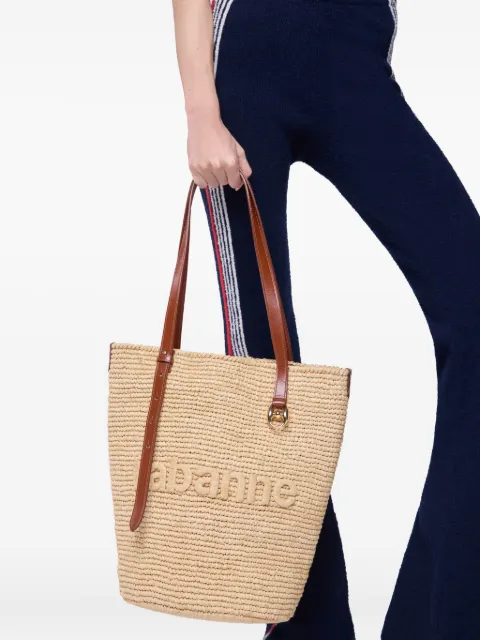 Rabanne woven raffia tote bag Neutrals 25ASS0438NAT064