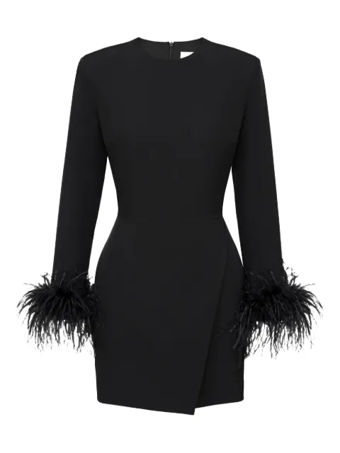 POST MERIDIEM wrap feather-sleeve mini dress Black WRAPFEATHERSLEEVEMINIDRESS