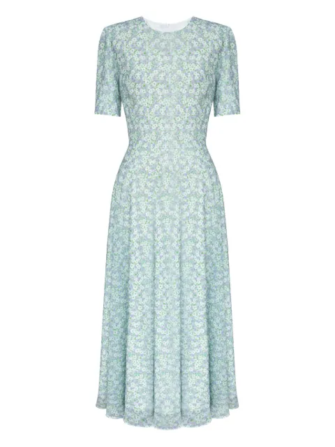 POST MERIDIEM floral-print midi dress Purple SHORTSLEEVEFLORALMIDIDRESS