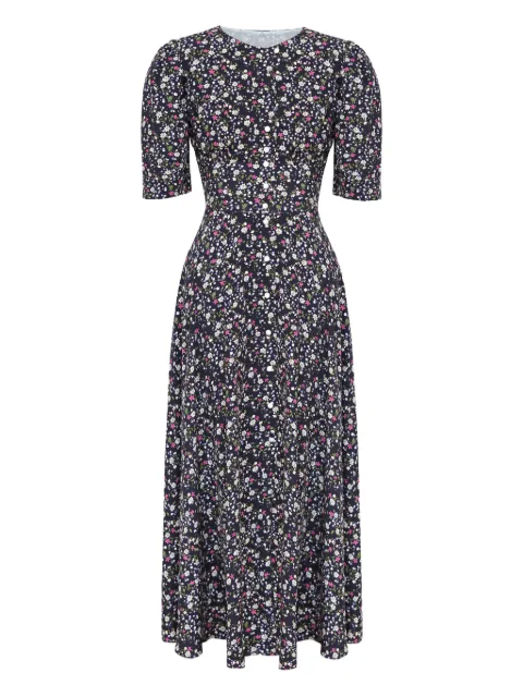 POST MERIDIEM floral-print buttoned midi dress Blue SHORTSLEEVEBUTTONEDMIDIDRESS