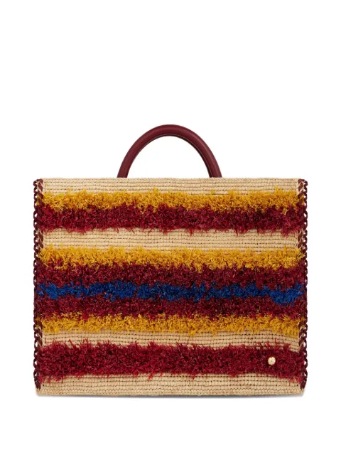 Rabanne striped woven tote bag Red 25ASS0501NAT061