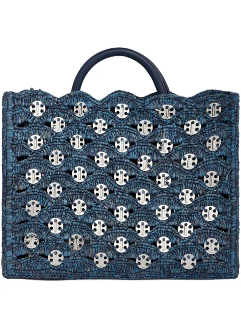 Rabanne woven raffia tote bag Blue 25ASS0501NAT059