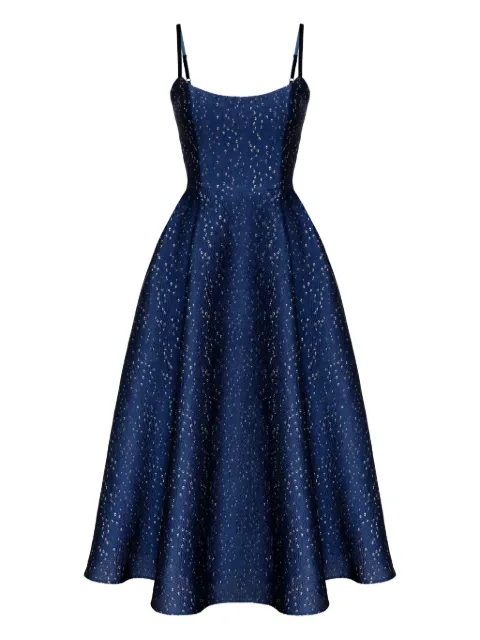 POST MERIDIEM jacquard corset-bustier midi dress Blue JACQUARDGOLDFLECKSBUSTIERDRESS