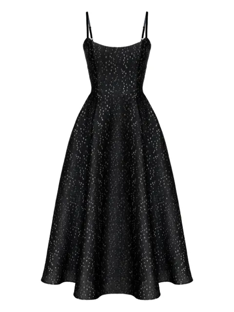 POST MERIDIEM jacquard corset-bustier midi dress Black JACQUARDGOLDFLECKSBUSTIERDRESS