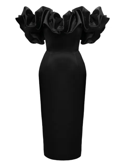 POST MERIDIEM Meringue midi dress Black MERINGUEMIDIDRESS