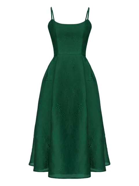 POST MERIDIEM jacquard corset-bustier midi dress Green JACQUARDFITTEDCORSETBUSTIERDRESS
