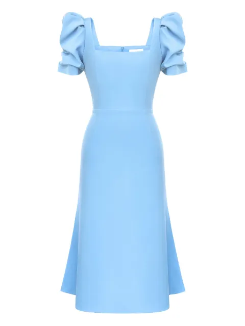 POST MERIDIEM godet-silhouette square-neck midi dress Blue GODETSILHOUETTESQUARENECKMIDIDRESS
