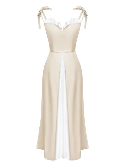 POST MERIDIEM Flowy Slit midi dress Neutrals FLOWYSLITMIDIDRESS
