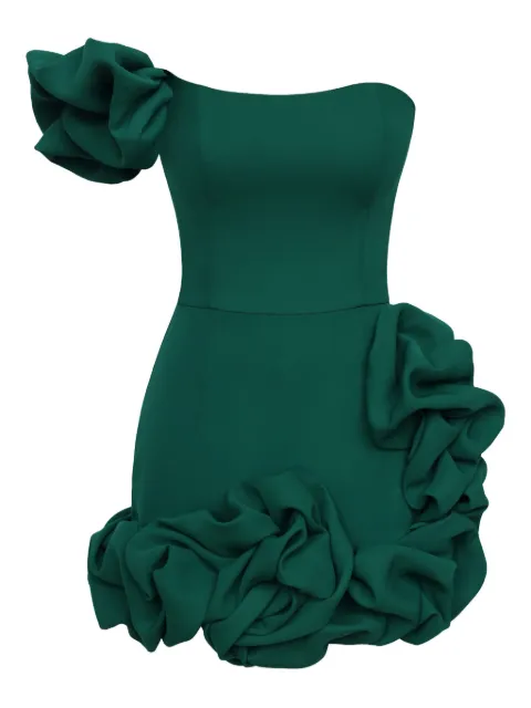 POST MERIDIEM flounced one-shoulder bustier mini dress Green FLOUNCEDBOTTOMONESHOULDERBUSTIERDRESSGREEN