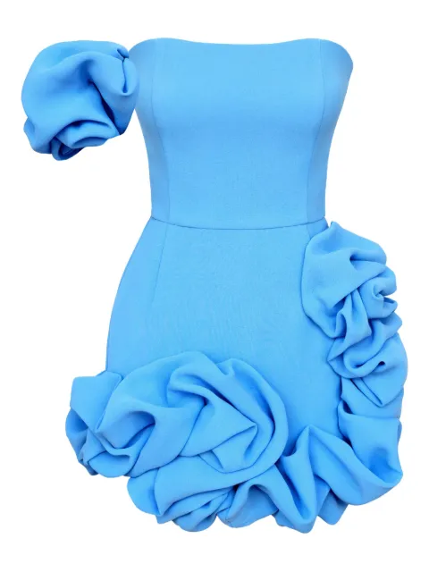 POST MERIDIEM flounced one-shoulder bustier mini dress Blue FLOUNCEDBOTTOMONESHOULDERBUSTIERDRESS