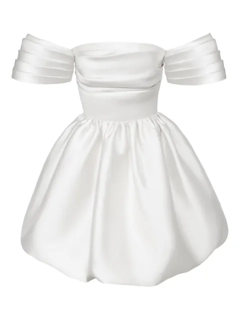 POST MERIDIEM draped-bodice duffy-skirt mini dress White DRAPEDBODICEPUFFYSKIRTMINIDRESSPEARL