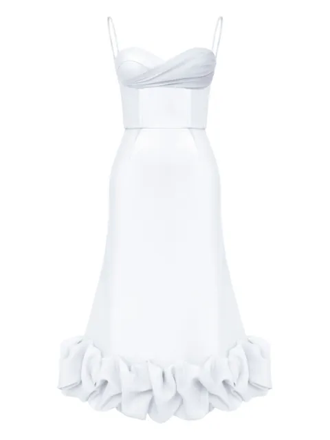 POST MERIDIEM draped-bodice flounced bustier dress White DRAPEDBODICEBOTTOMFLOUNCEDBUSTIERDRESS