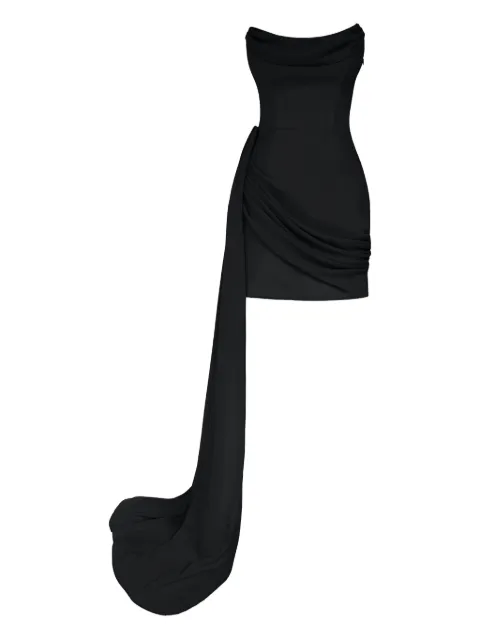 POST MERIDIEM corset chiffon-train mini dress Black CORSETDRAPEDCHIFFONTRAINMINIDRESSBLACK