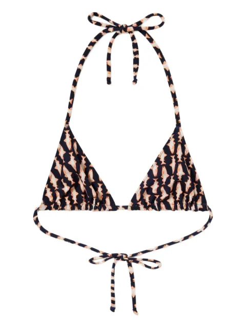 La DoubleJ fish-print triangle bikini top Blue SWI0003LYC001PES04BU03