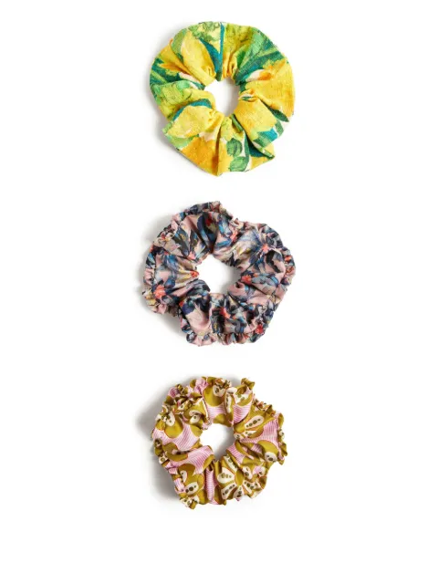 La DoubleJ printed scrunchies (set of three) Yellow SCS0001MIX002MIX09MU30