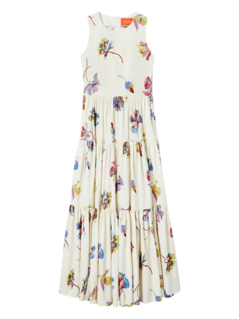 La DoubleJ Big sleeveless tiered floral dress White DRE0185COT039INF01WH01