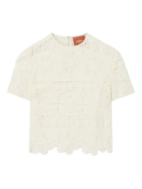 La DoubleJ Aria lace-embroidered cropped top Yellow TOP0125EMB104CEP03YE01