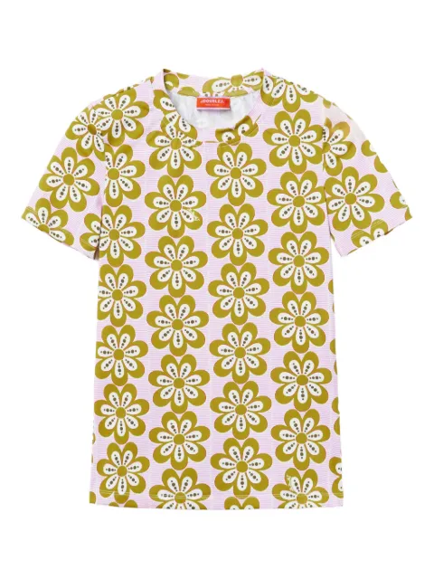 La DoubleJ flower-print short-sleeve T-shirt Pink TSH0010JER005CEP01PI01