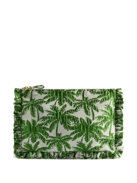 La DoubleJ ruffled palm-print clutch bag Green BAG0059JCQ112TRC03WH01