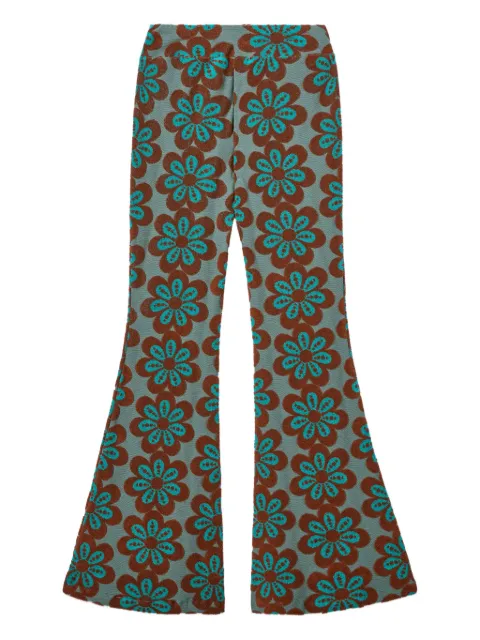La DoubleJ New Meditation flower-print flared trousers Green TRO0147JER061CEP02OR04