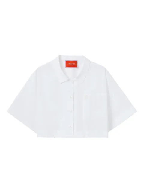 La DoubleJ embroidered-pocket cropped shirt White SHI0141COT064SOLIDWH01