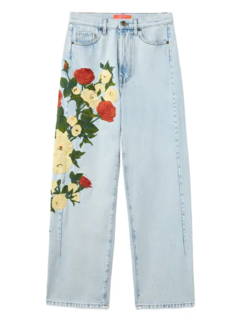 La DoubleJ The Barrel embroidered-floral jeans Blue TRO0178DEN013VA384BU03