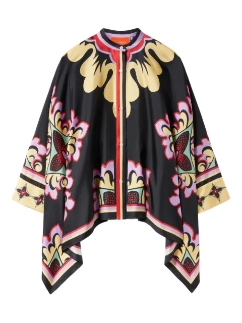 La DoubleJ floral print cape Black SHI0059SIL001PAL08PU02
