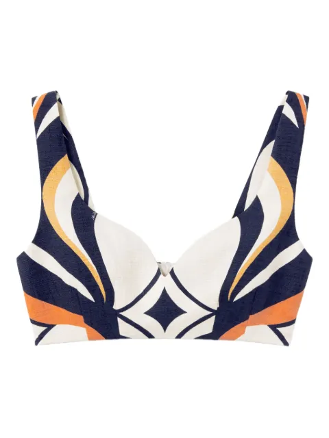 La DoubleJ abstract-print sweetheart top Blue TOP0113COT005JIV04WH01