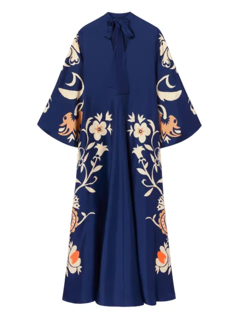 La DoubleJ floral-print bell-sleeve maxi dress Blue DRE0232SIL006SEL07BU03
