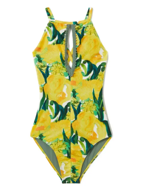 La DoubleJ floral-print halter swimsuit Yellow SWI0073LYC001ZES01YE02