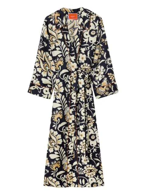La DoubleJ floral-print wrap-style midi dress Blue DRE0819SIL001SEL06BU03
