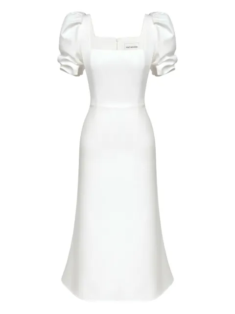 POST MERIDIEM godet-silhouette square-neck midi dress White GODETSILHOUETTESQUARENECKMIDIDRESS