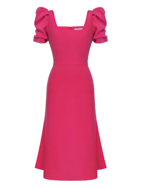 POST MERIDIEM godet-silhouette square-neck midi dress Pink GODETSILHOUETTESQUARENECKMIDIDRESSFUCHSIA