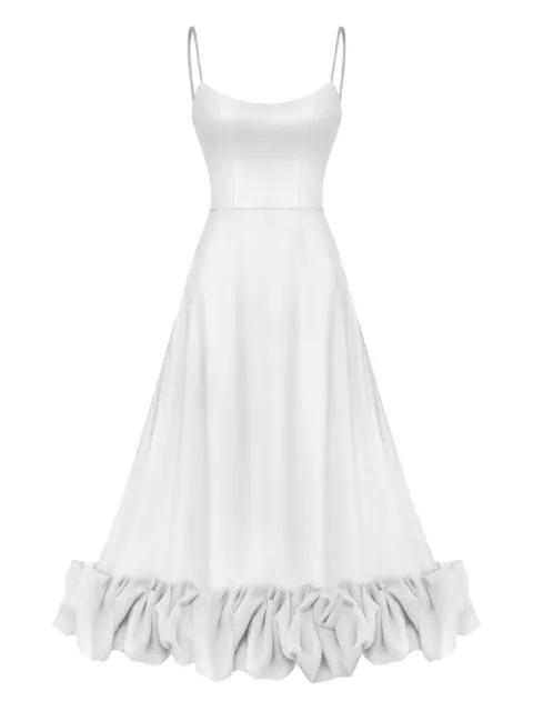 POST MERIDIEM flounce midi dress White FLOUNCEBUSTIERMIDIDRESS