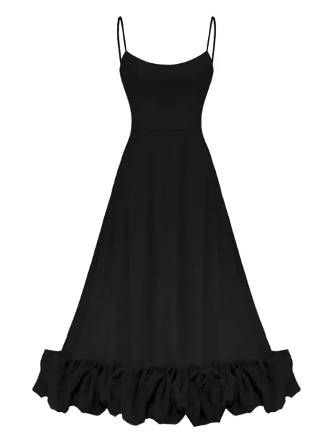 POST MERIDIEM flounce bustier midi dress Black FLOUNCEBUSTIERMIDIDRESS