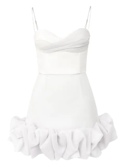 POST MERIDIEM draped ruffle mini dress White DRAPEDRUFFLEMINIBUSTIERDRESS