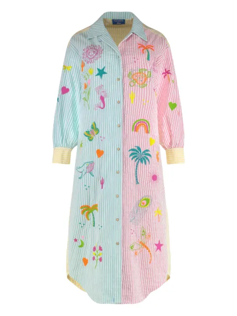 SUSANNA BLU Giglio striped embroidered shirt dress Pink GD5GIGLIODRESS