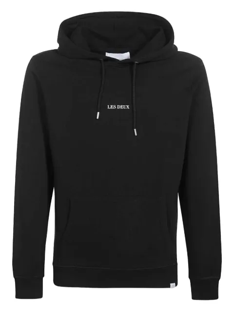 Les Deux Lens logo-embroidered hoodie Black LDM201023100201