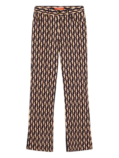 La DoubleJ geometric-print flare jeans Blue TRO0158COT063PES04BU03