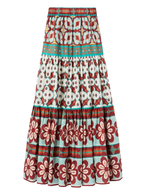La DoubleJ Pagoda-print maxi skirt White SKI0139COT056PAG01OR04