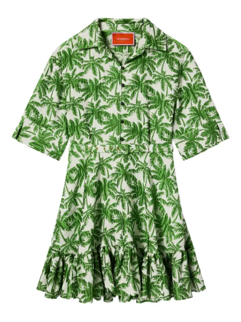 La DoubleJ San Pietro palm-print ruffled mini dress Green DRE0912JCQ112TRC03WH01