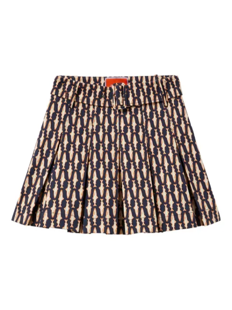 La DoubleJ pleated fish-print skirt Blue SKI0152COT063PES04BU03