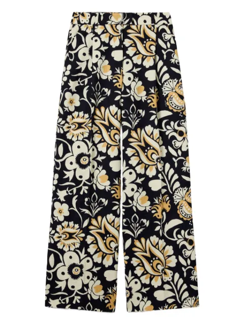 La DoubleJ floral-print pleated trousers Blue TRO0135COT005SEL06BU03