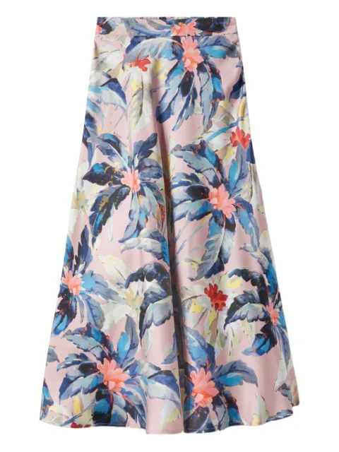 La DoubleJ Lungomare floral-print midi skirt Pink SKI0089SIL001TRC01PU06